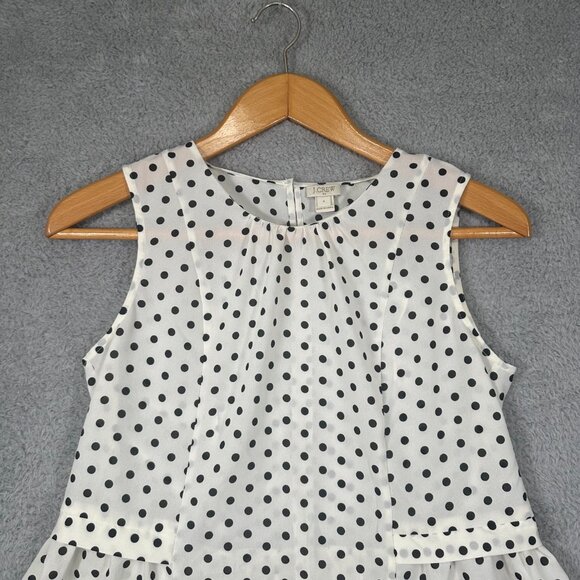 J Crew Polka Dot Sleeveless Flounce Top Size 4 - Picture 3 of 10